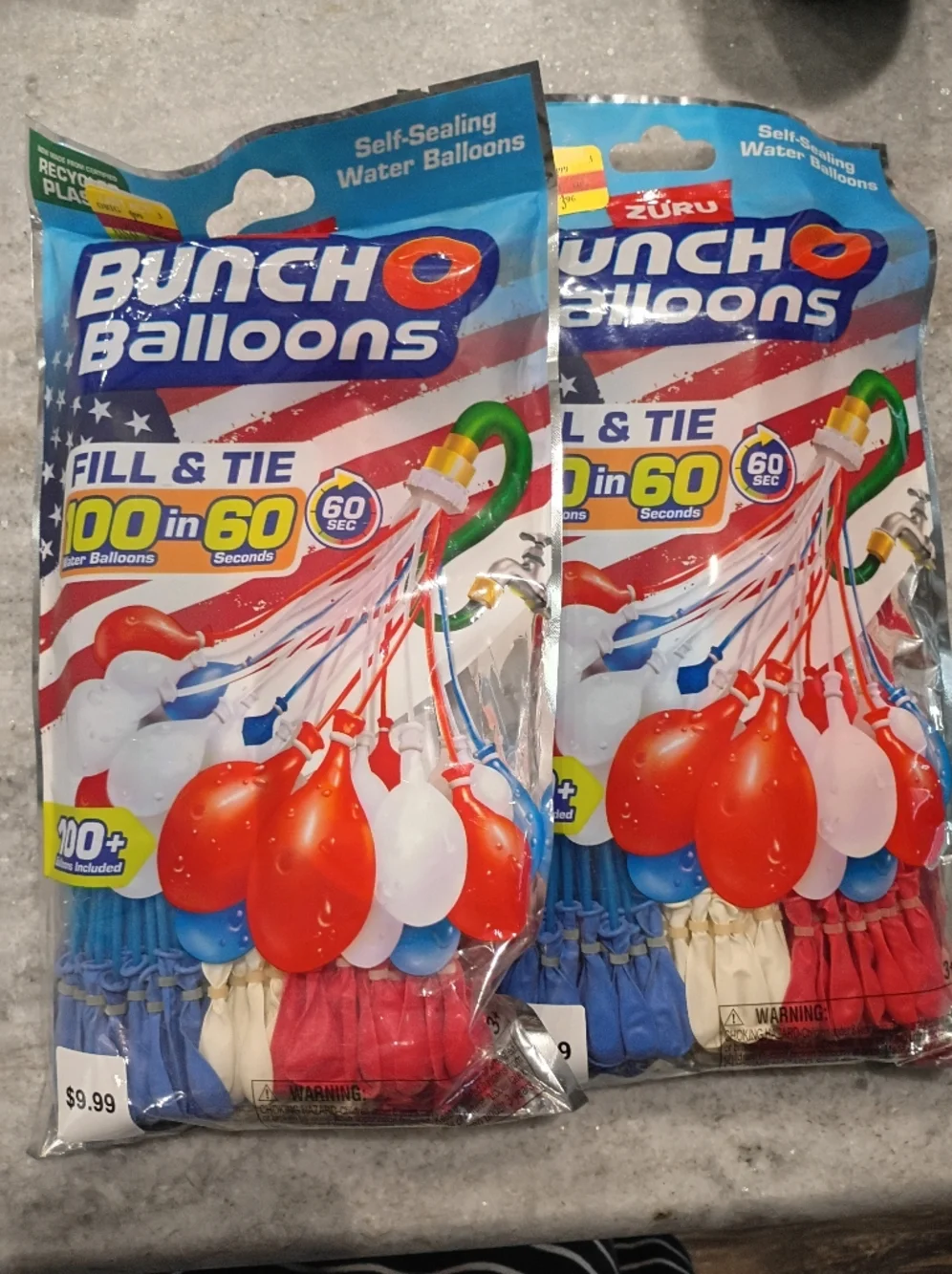 Bunch O Balloons Self-Sealing Water Balloons - Red, White, Blue. Set Of 2.